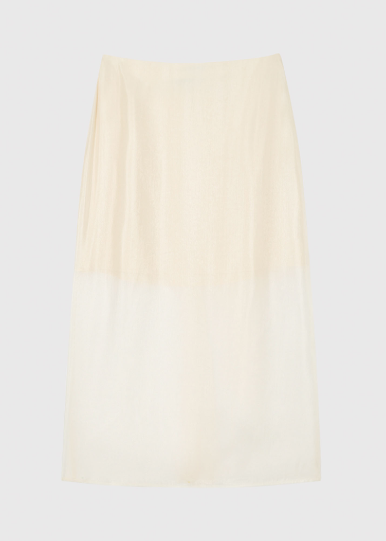 Ivory Organza Column Midi Skirt