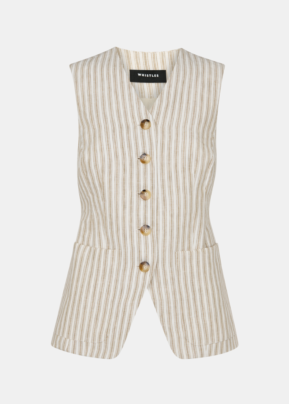 Neutral Linen Stripe Waistcoat