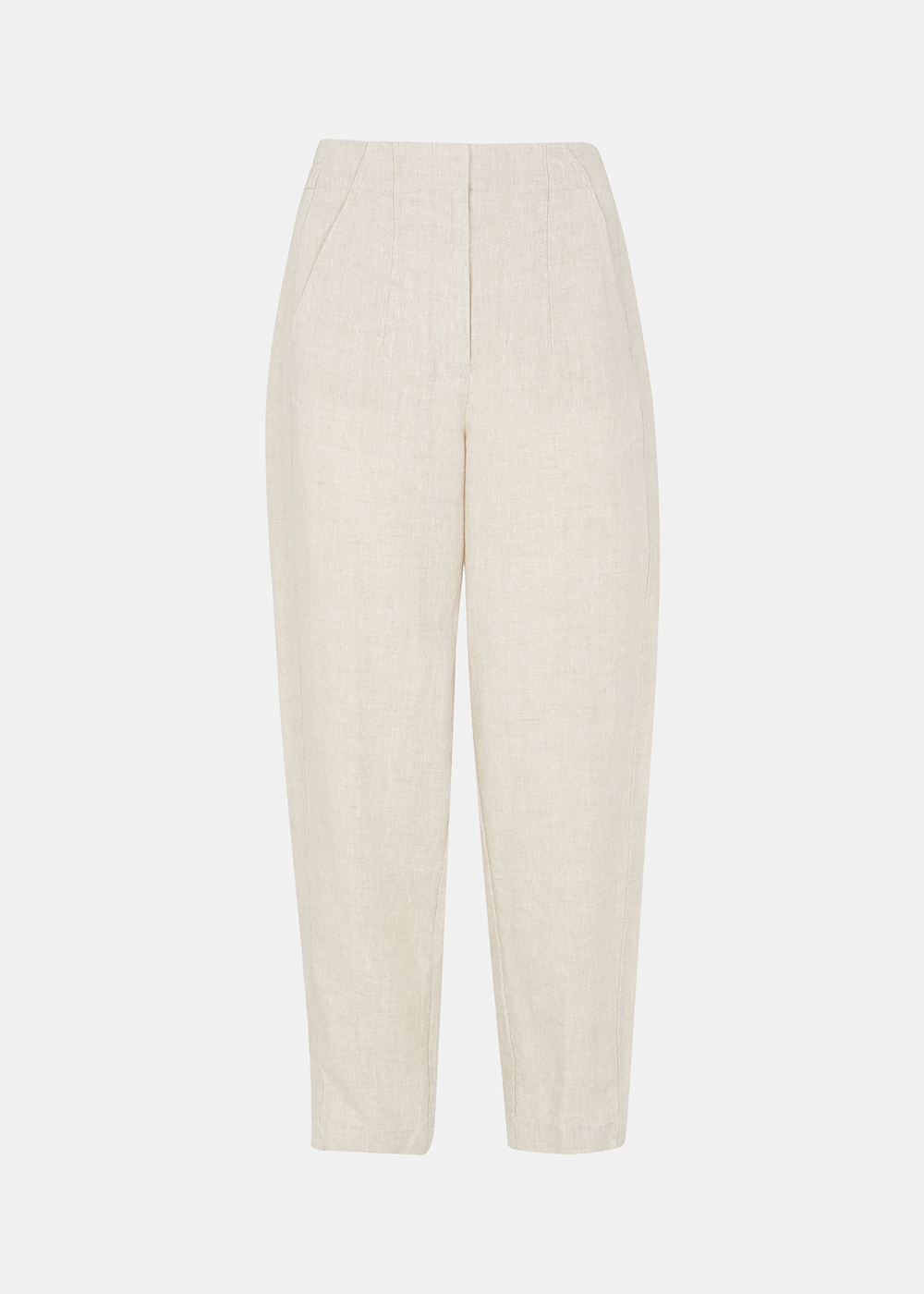 Oatmeal Linen Barrel Leg Trouser
