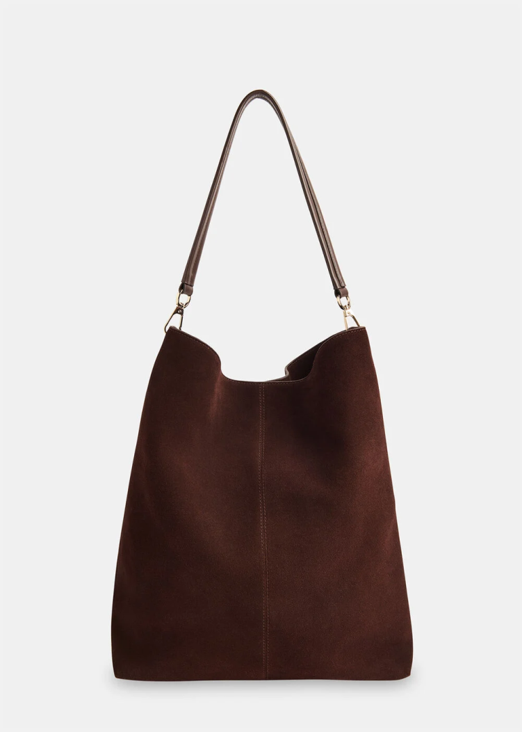 Chocolate Kamil Suede Tote Bag