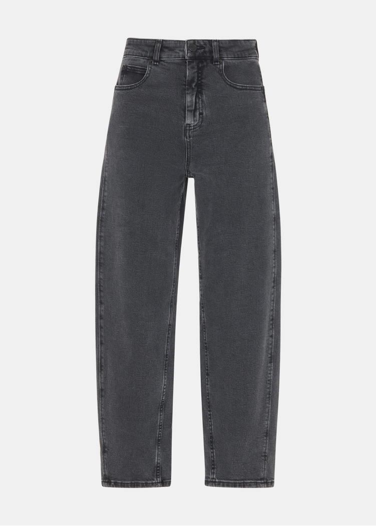Grey Stretch Barrel Leg Jean