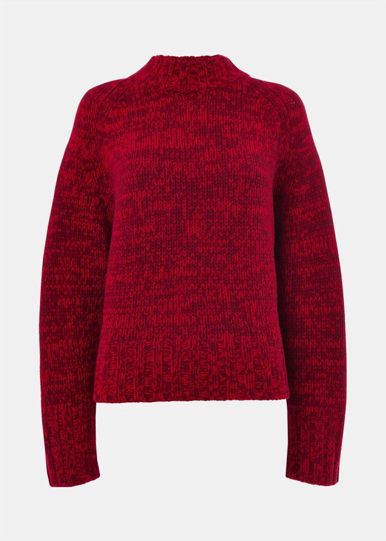 Red Chunky Wool Fleck Knit