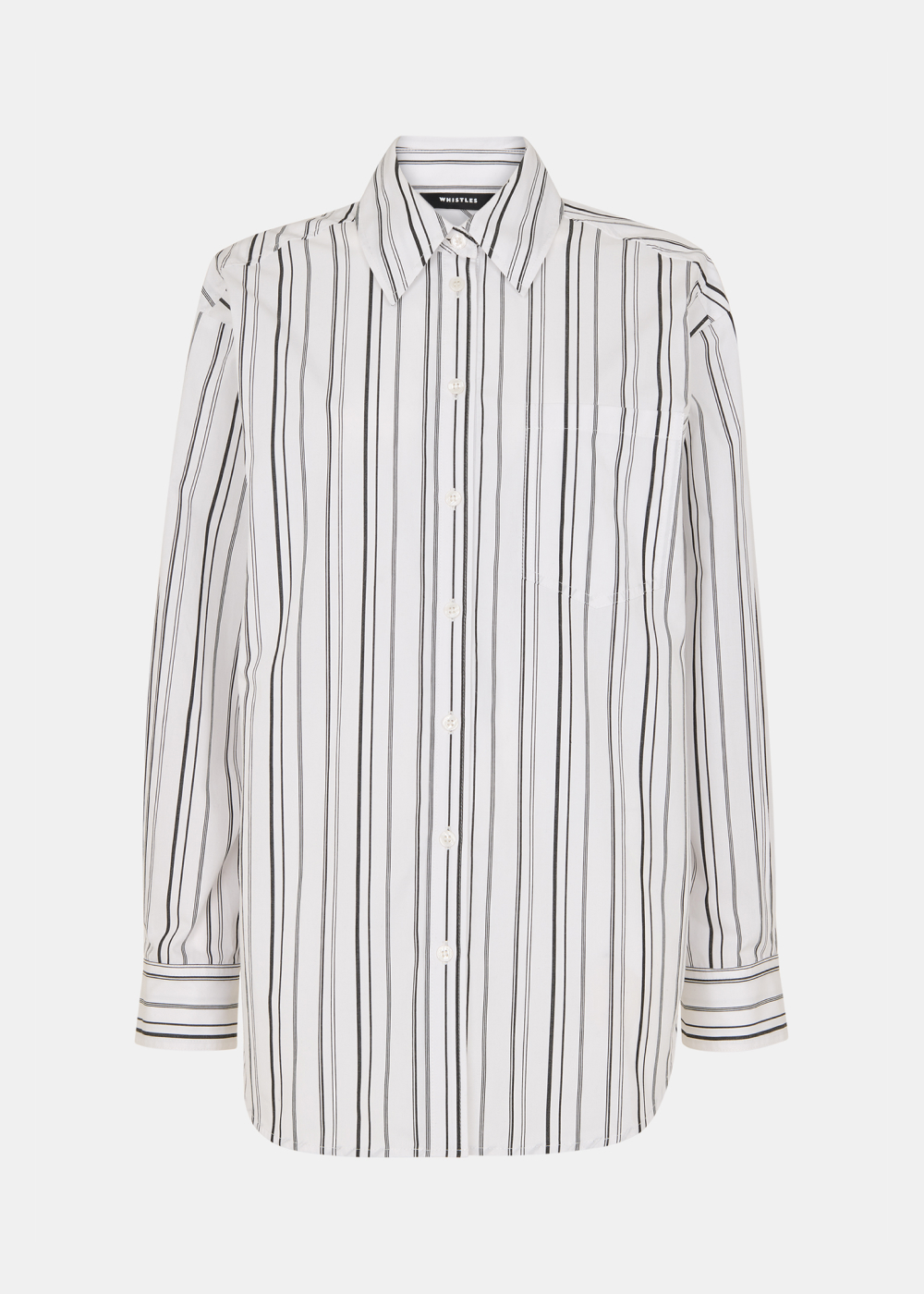 White Mixed Stripe Oversized Shirt