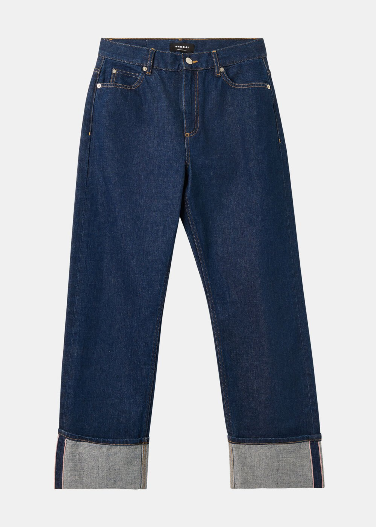 Dark Denim Selvedge Turn Up Detail Jean