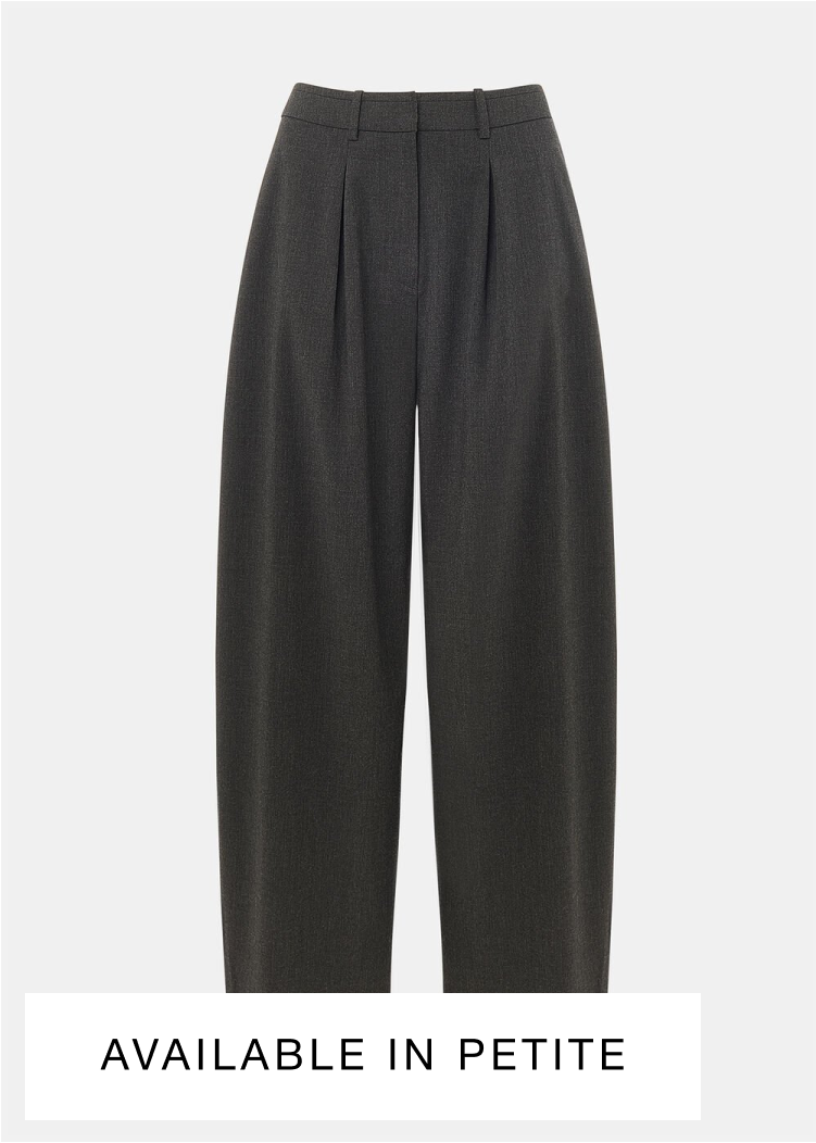 Dark Grey Wool Blend Barrel Trouser