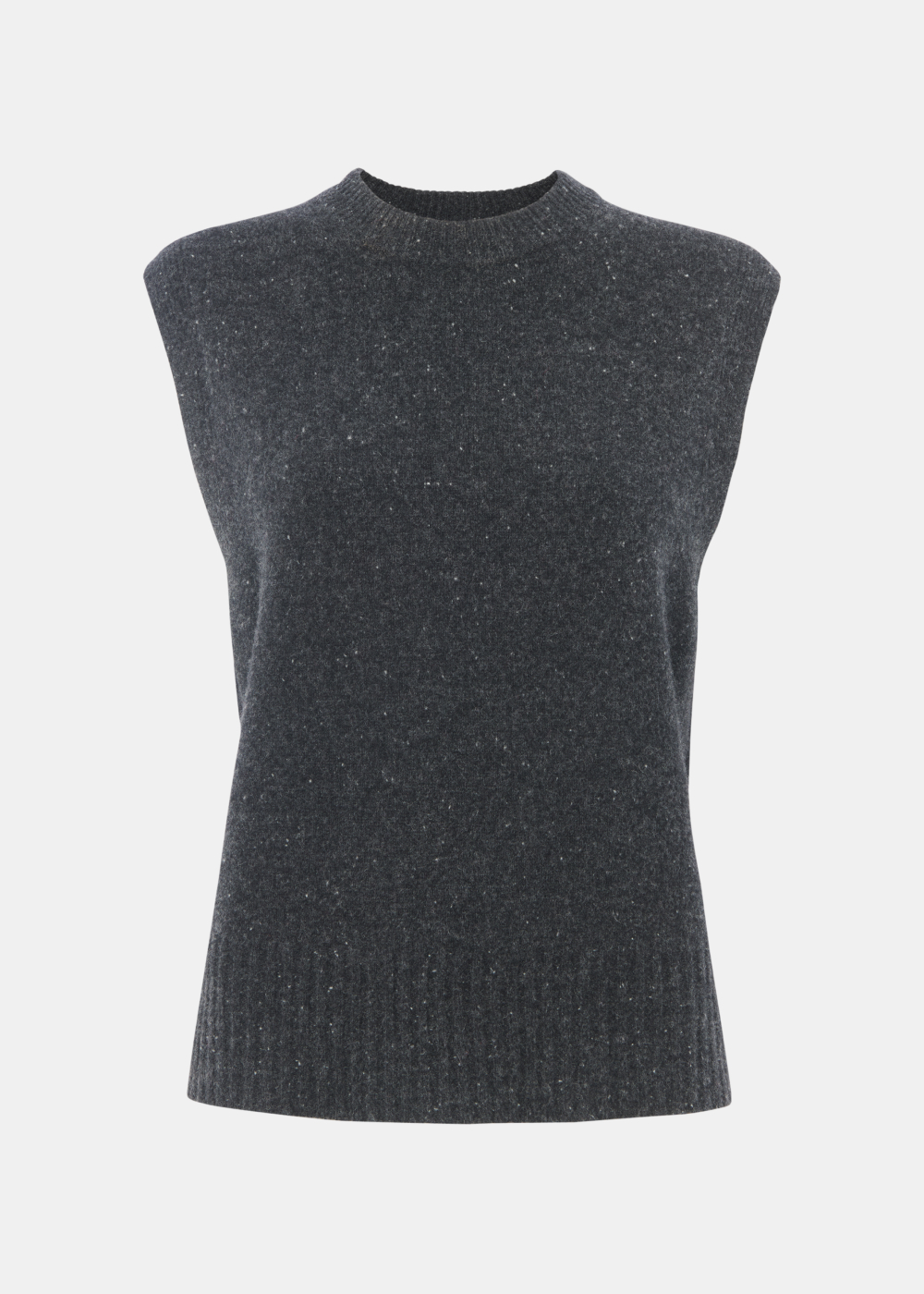 Dark Grey Wool Fleck Sleeveless Tank