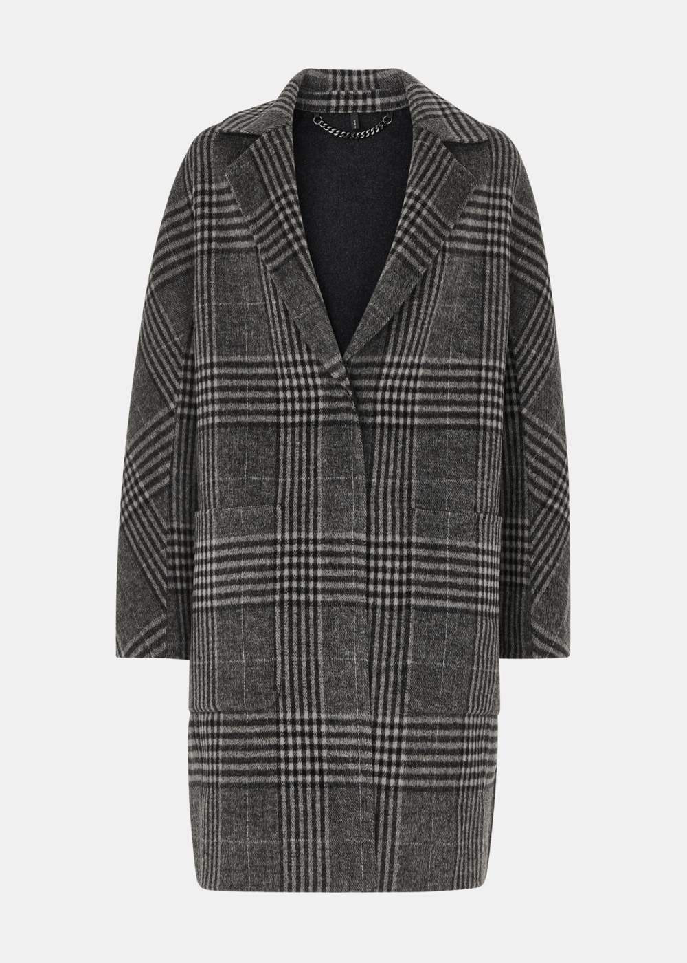Grey Cassie Double Face Check Coat