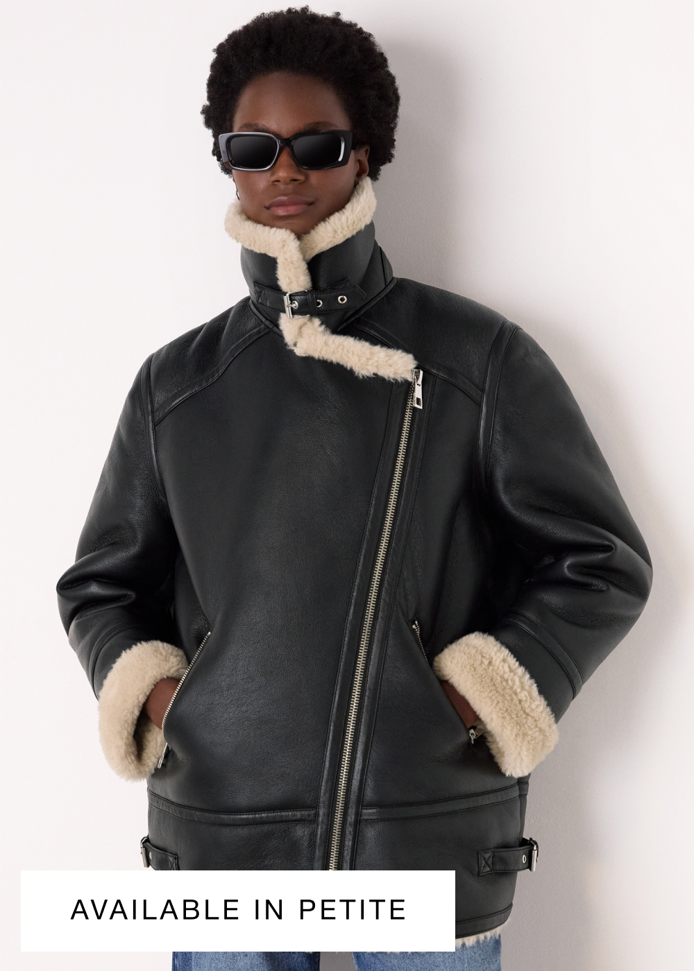 Black Faux Fur Aviator