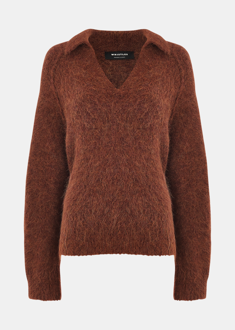 Rust Alpaca Collar Neck Knit