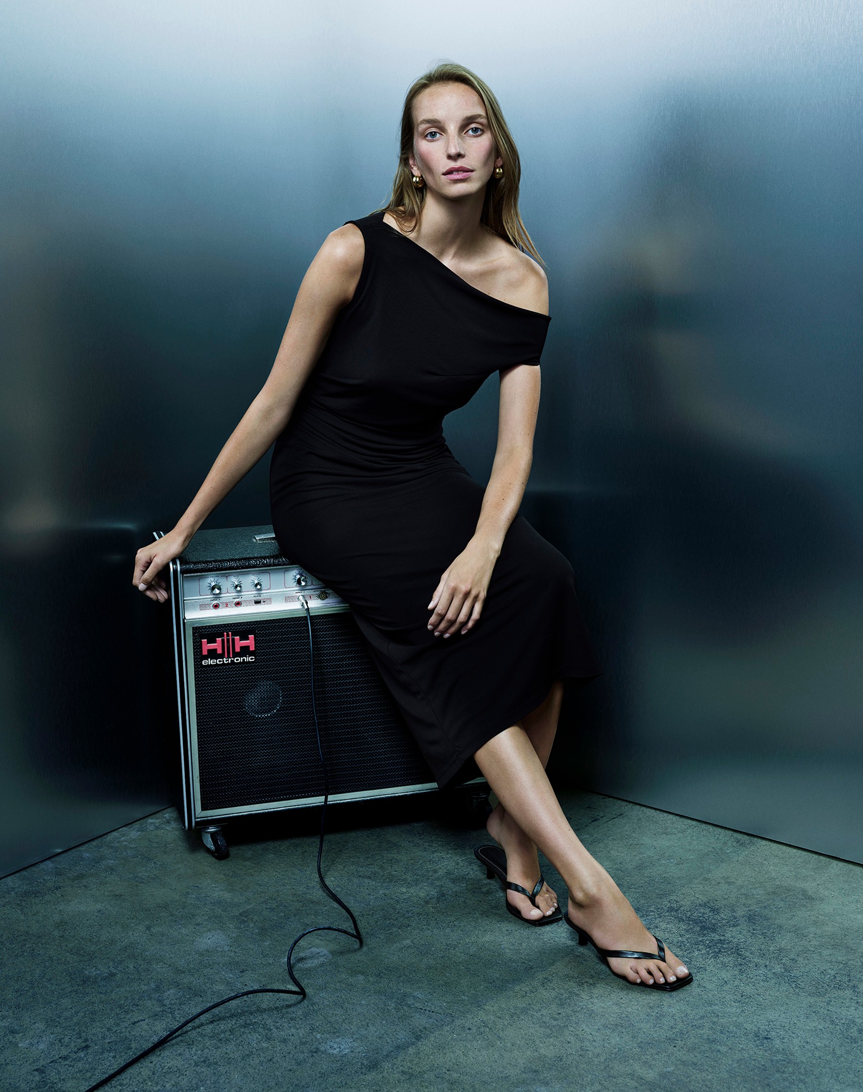 Black Jersey Crepe Asymmetric Dress