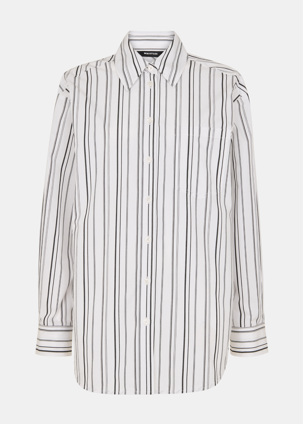 White Mixed Stripe Oversized Shirt