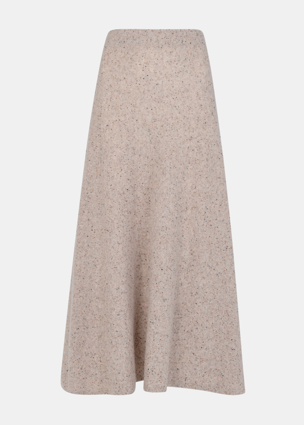 Neutral Wool Textured Midi Skirt