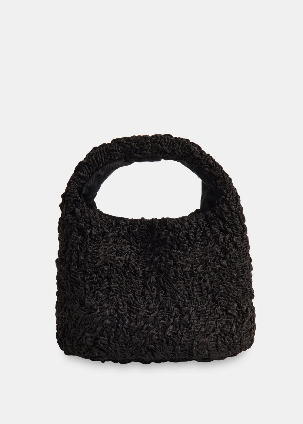 Black Luz Satin Ruched Mini Bag