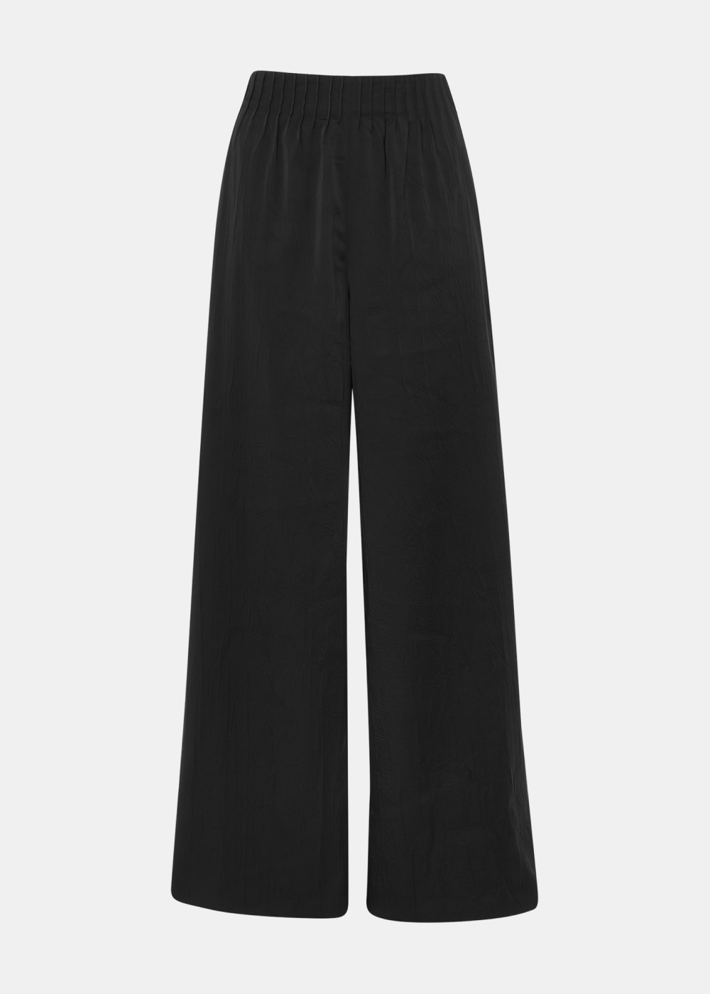 Black Textured Satin Pintuck Trouser