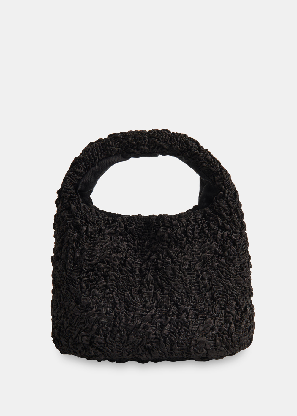 Black Luz Satin Ruched Mini Bag