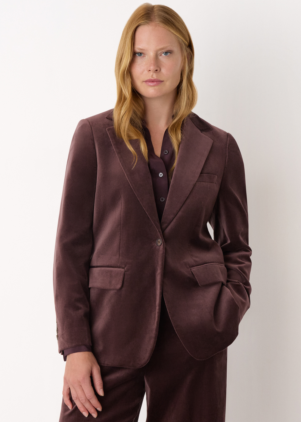 Brown Cotton Velvet Tailored Blazer