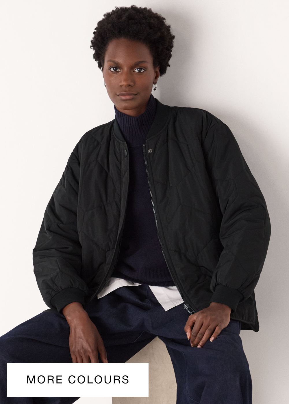 Black Ida Short Quilted Coat