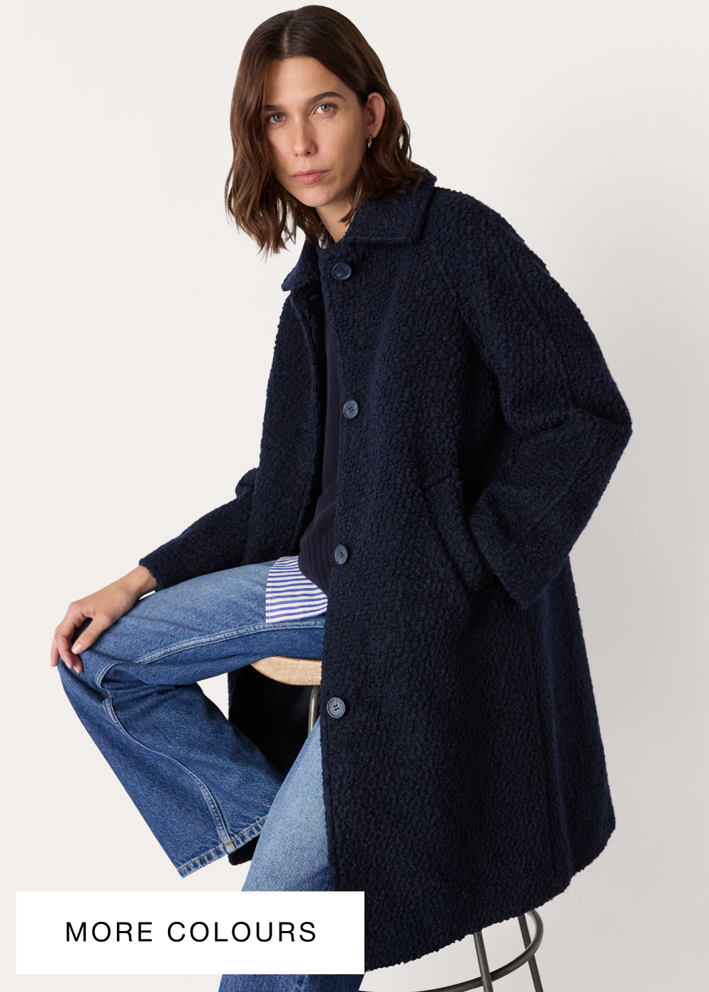 Navy Romy Boucle Coat