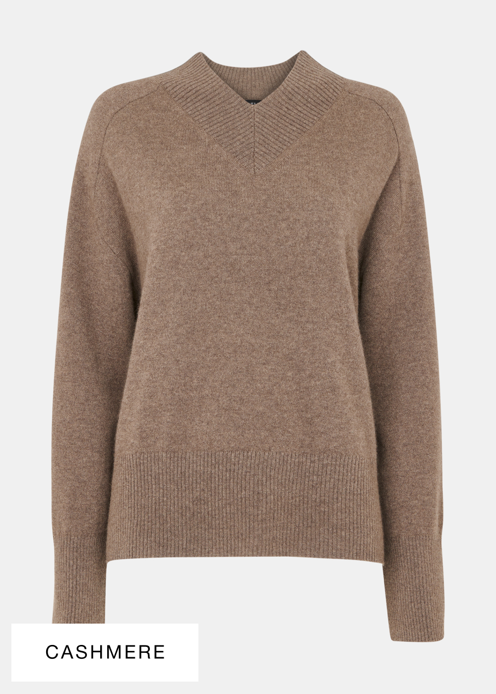 Neutral Cashmere V Neck Knit