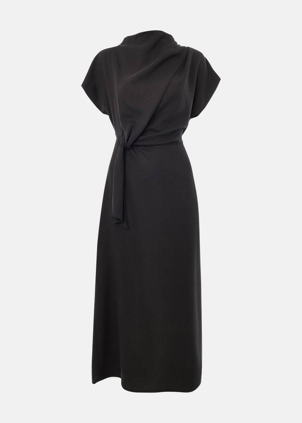 Black Twist Waist Midi Dress