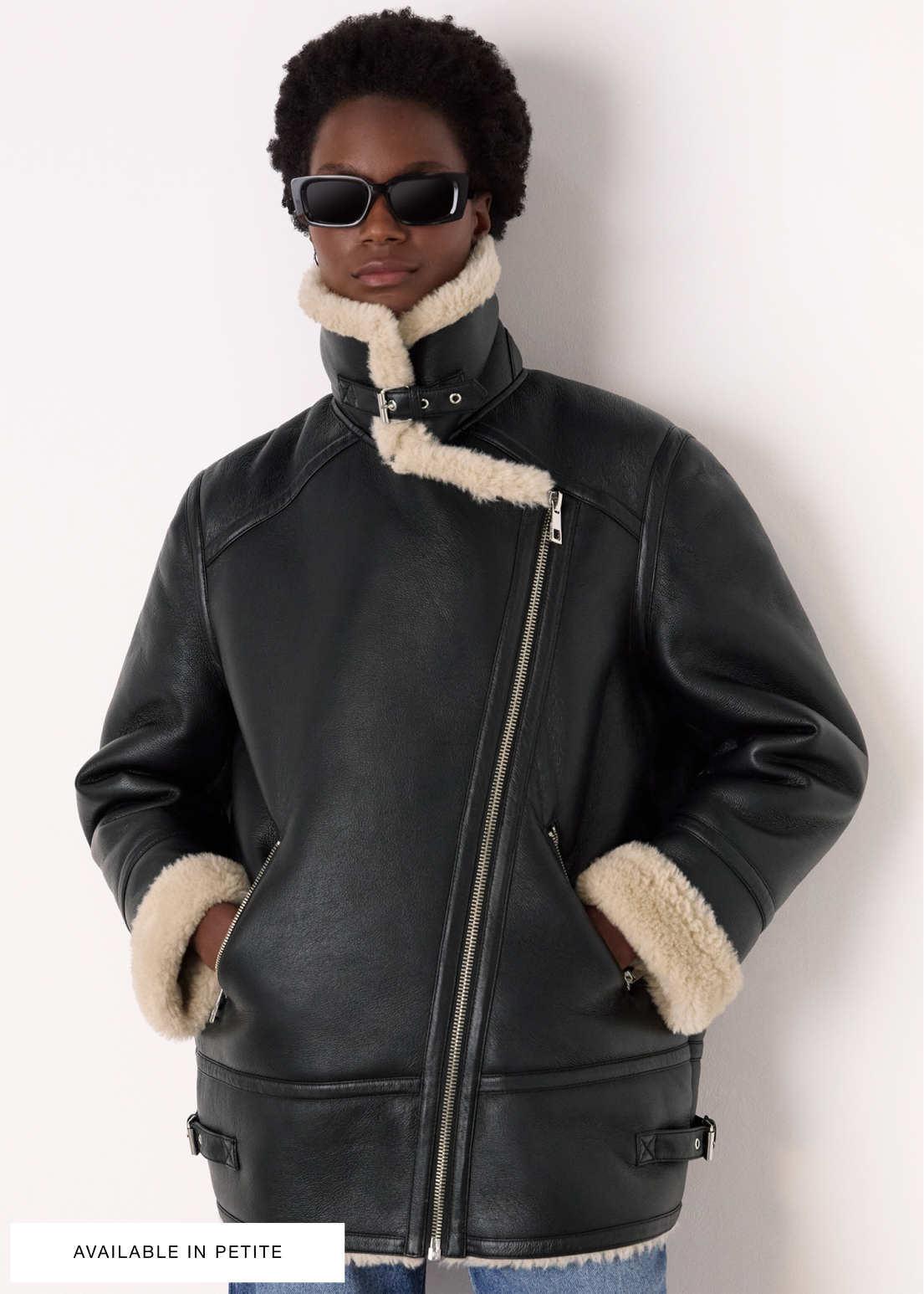Black Faux Fur Aviator