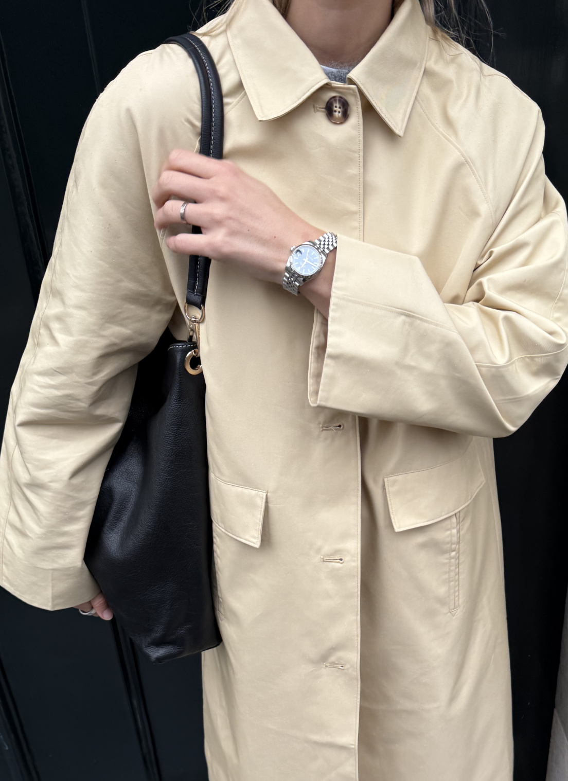 Neutral Car Coat With Pocket Detail