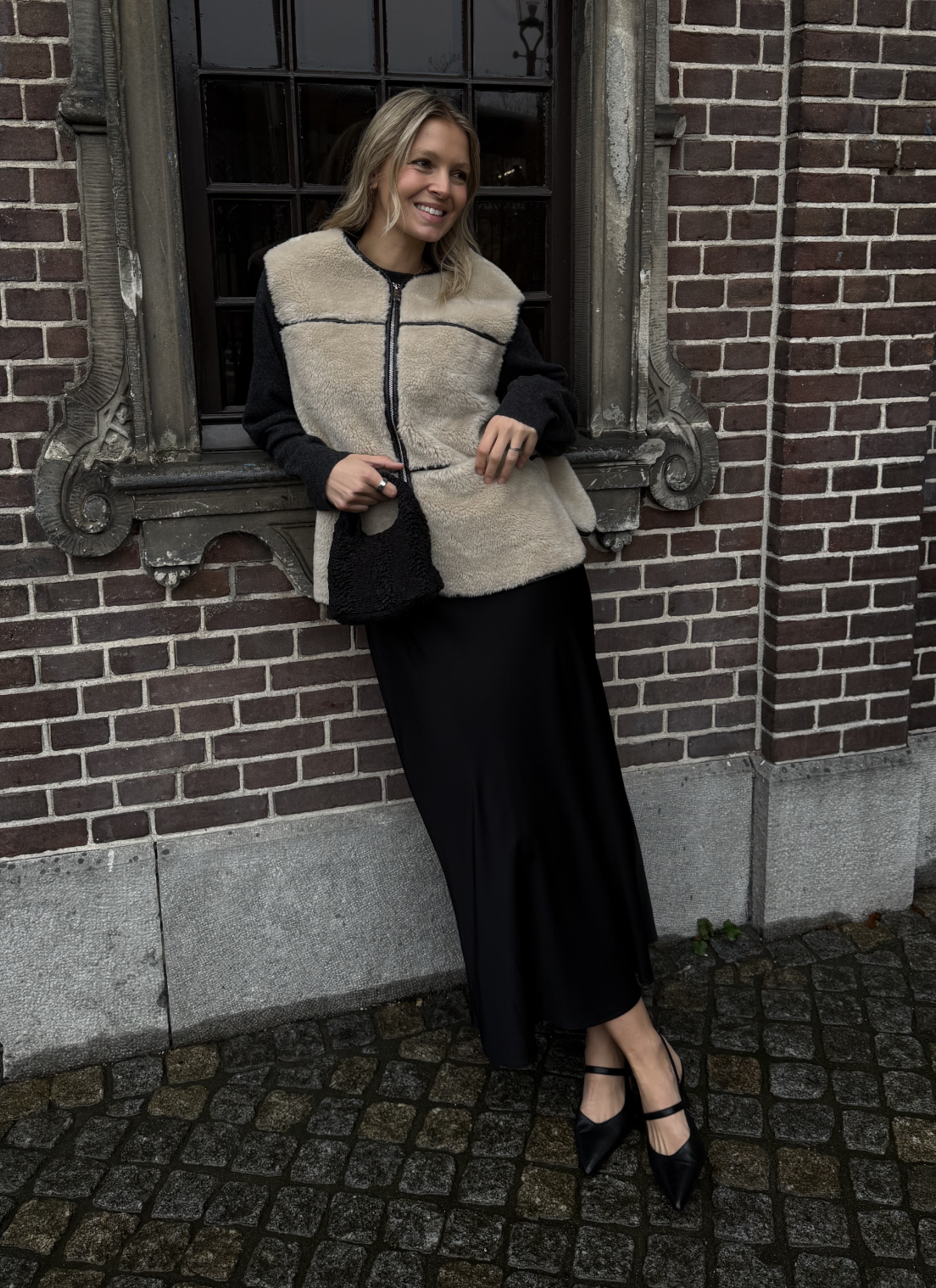 Neutral Rowena Faux Fur Waistcoat