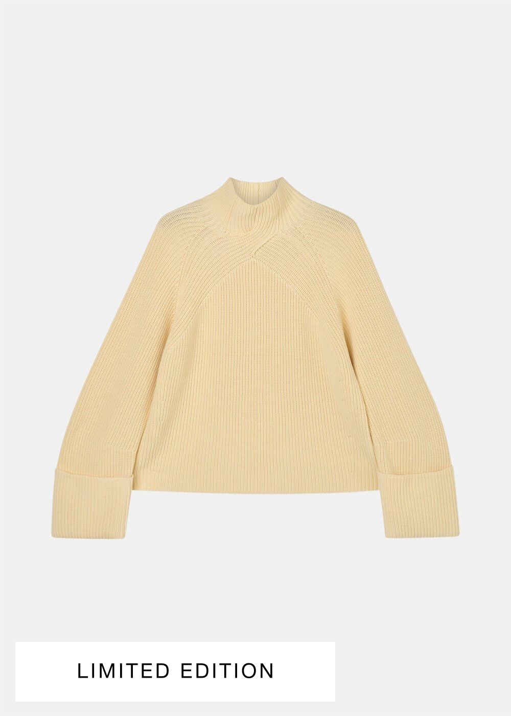 Cream Rib Cable High Neck Jumper