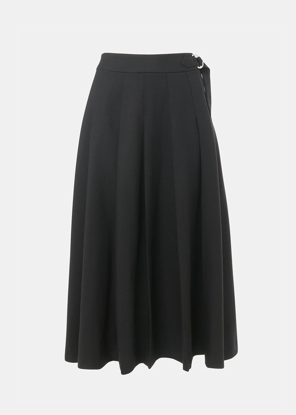 Black Wool Blend Pleated Kilt Skirt