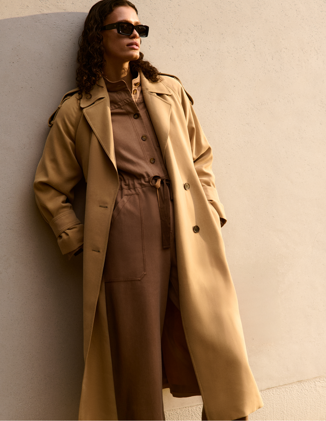 Neutral Riley Trench Coat