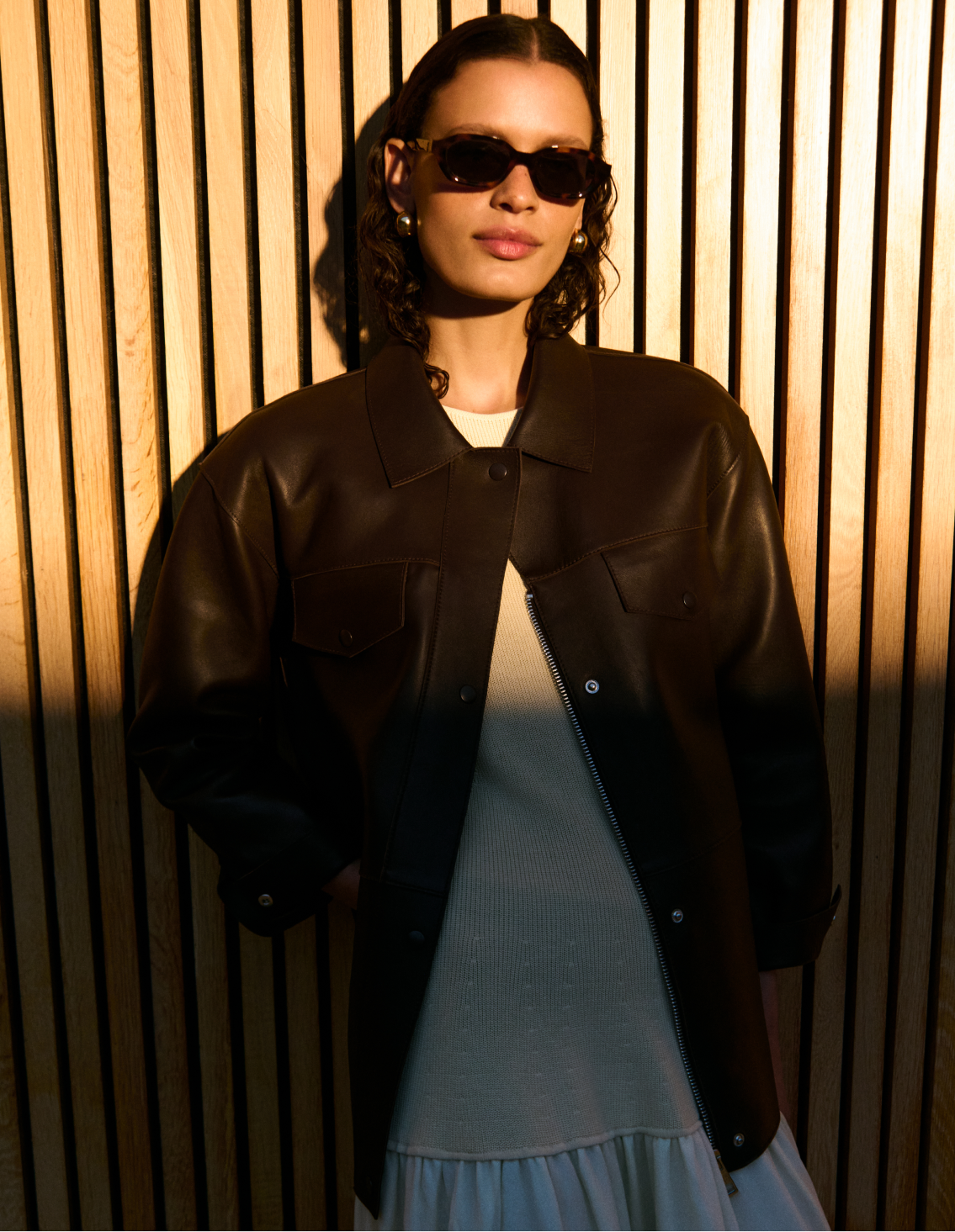 Brown Clean Bonded Leather Jacket