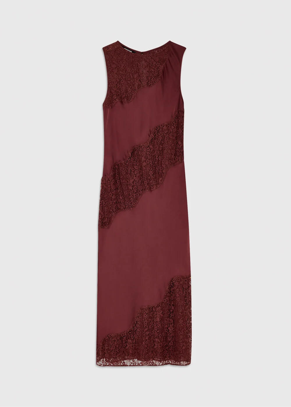 Brown Lace Insert Midi Dress