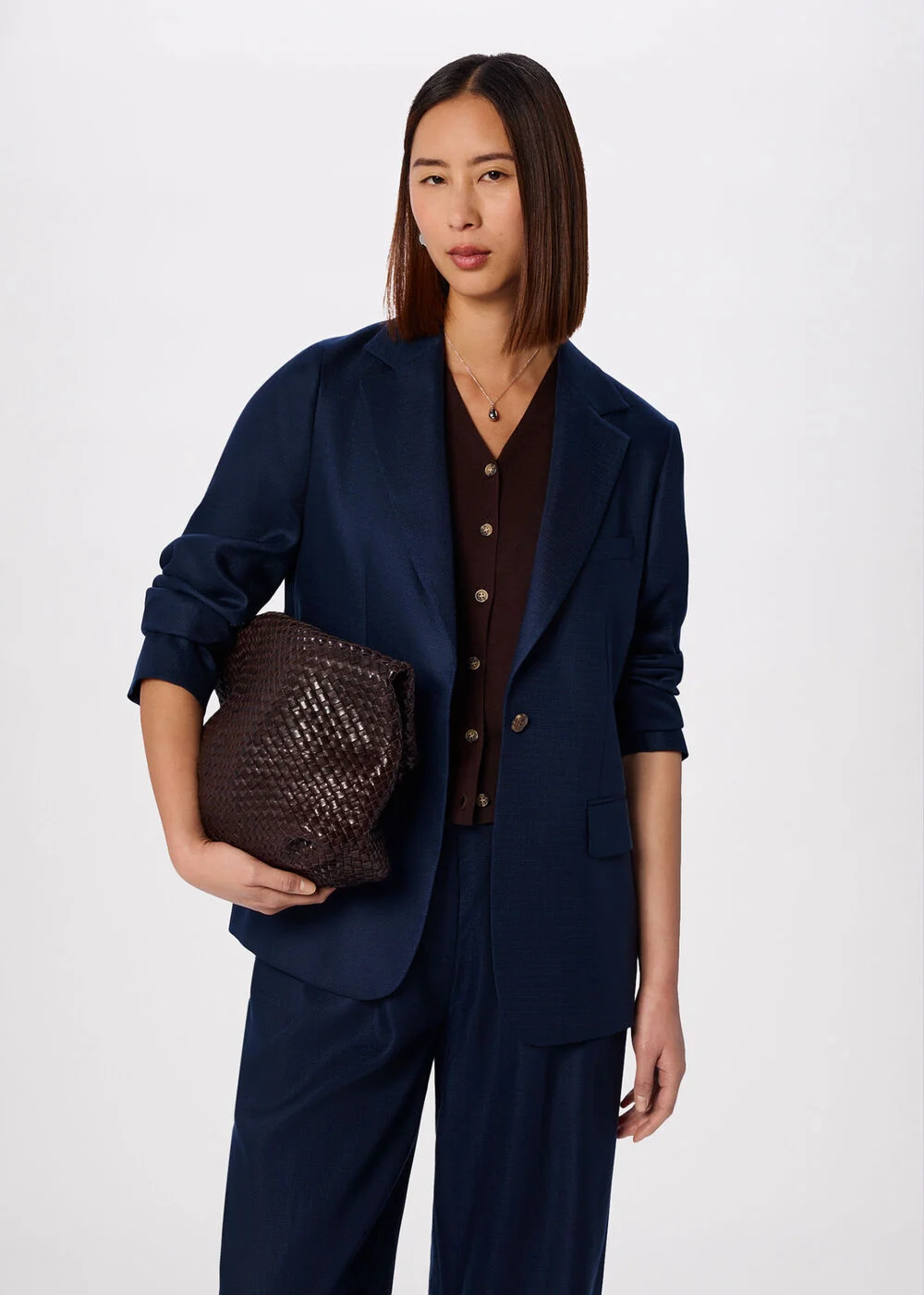 Navy Relaxed Hopsack Blazer