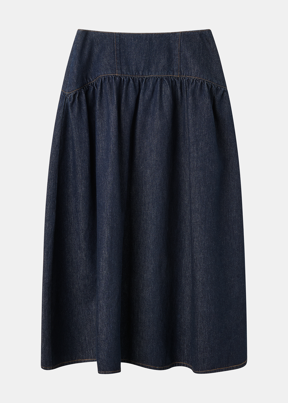 Denim Waisted Midi Skirt