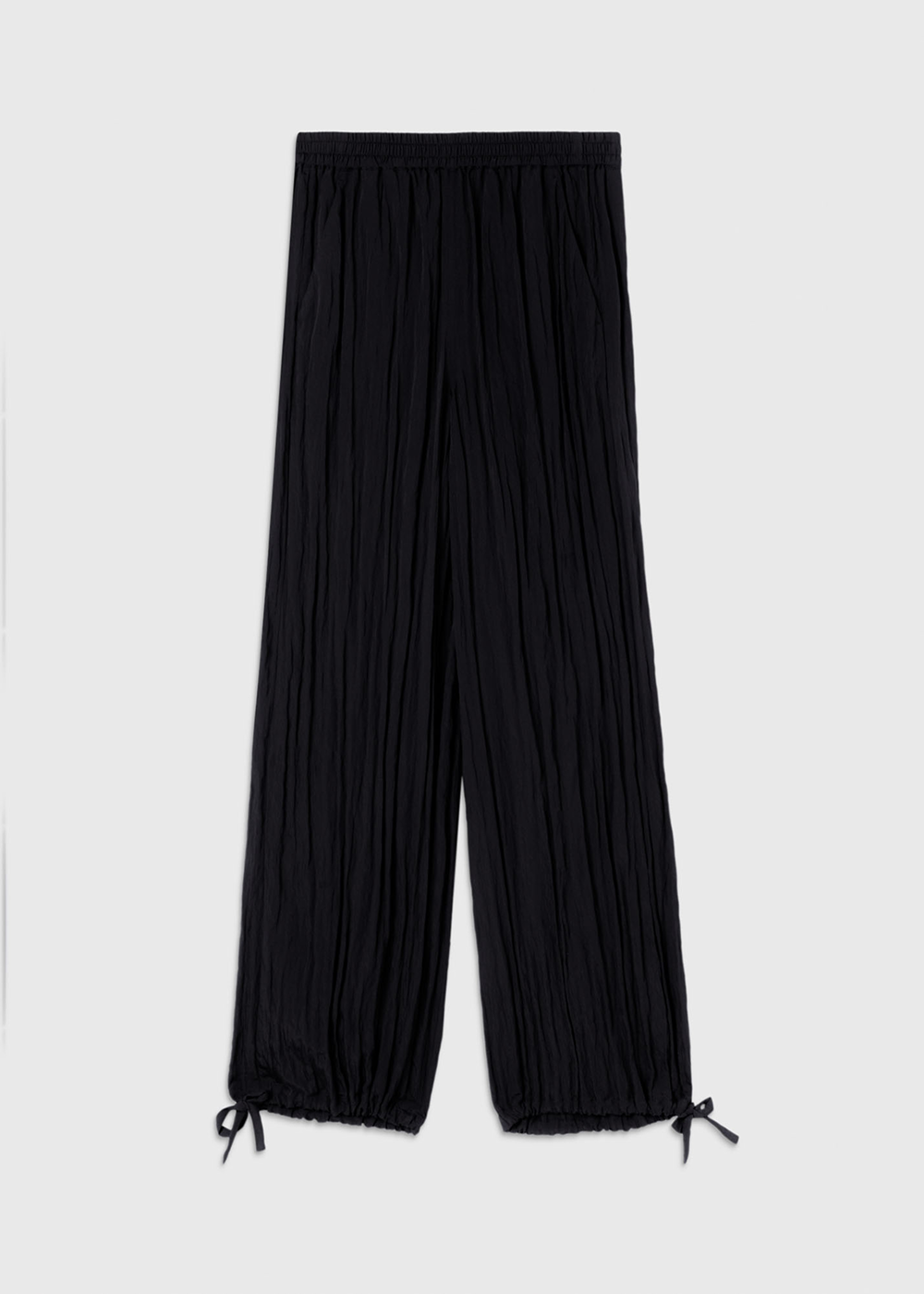 Black Balloon Tie Hem Trousers