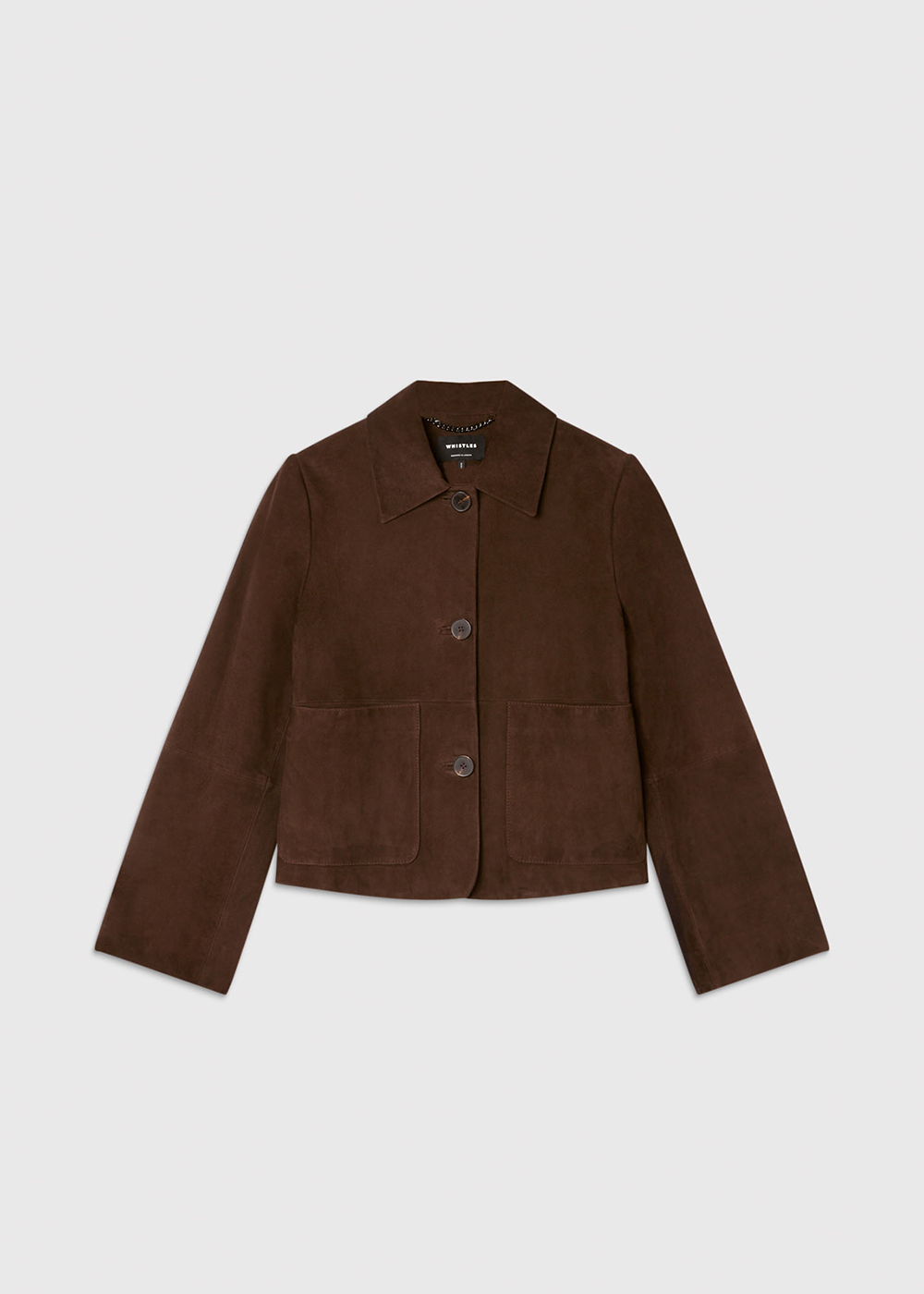 Chocolate Button Cropped Suede Jacket