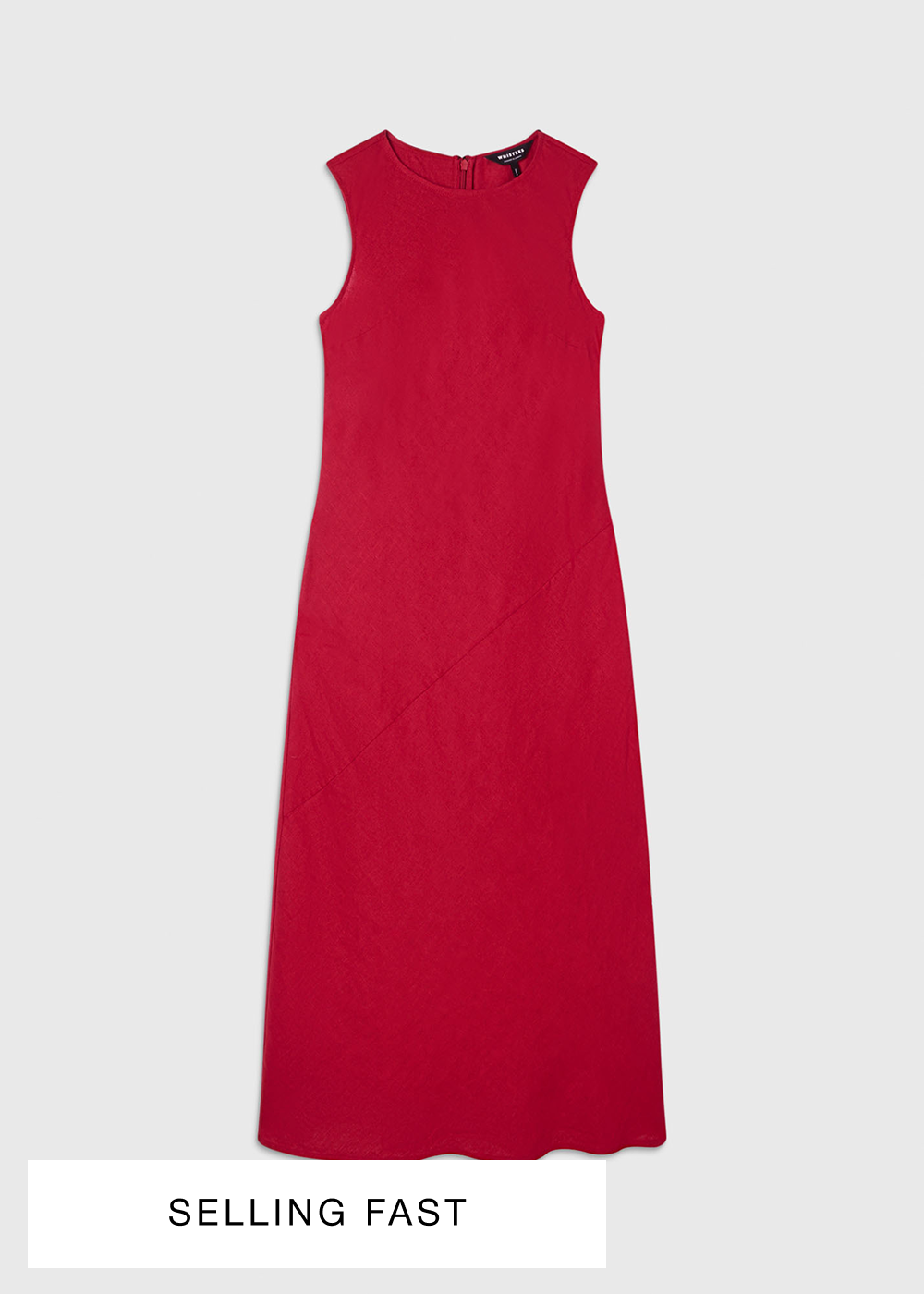 Red Bias Cut Linen Dress