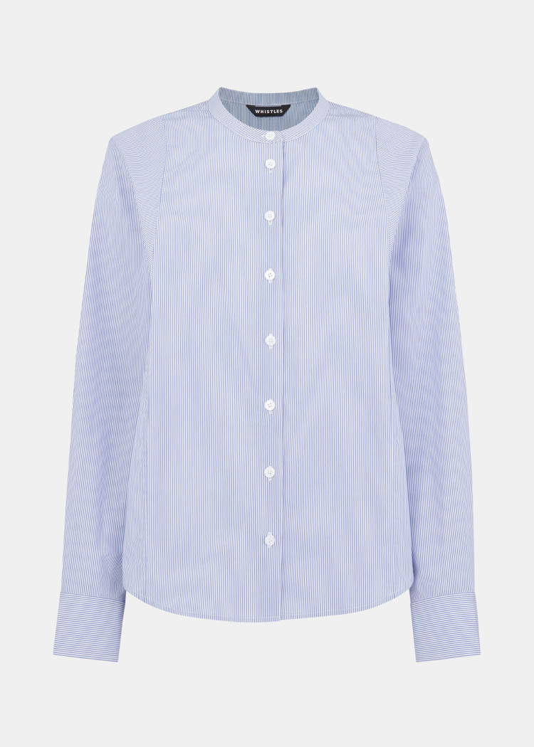 Stripe Grandad Collar Shirt