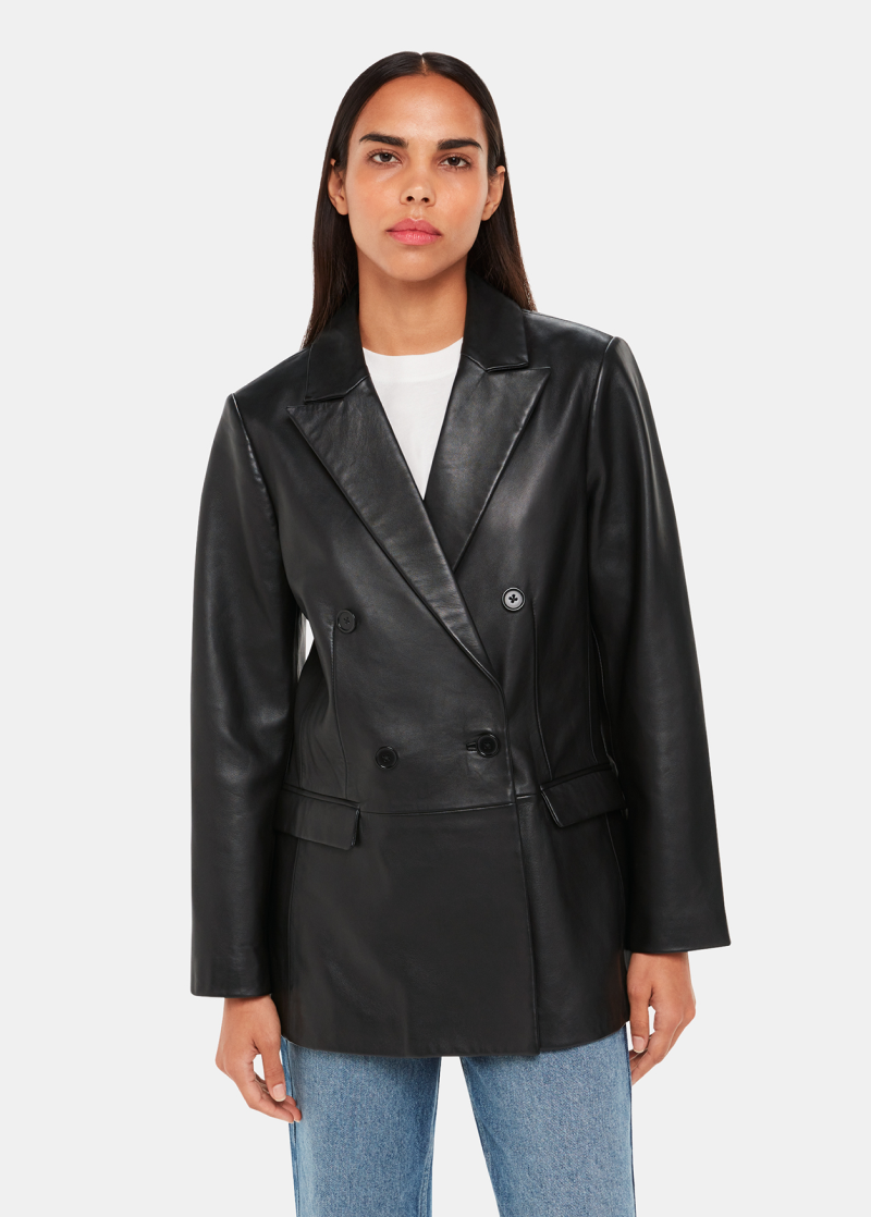 Aliza Waisted Leather Blazer