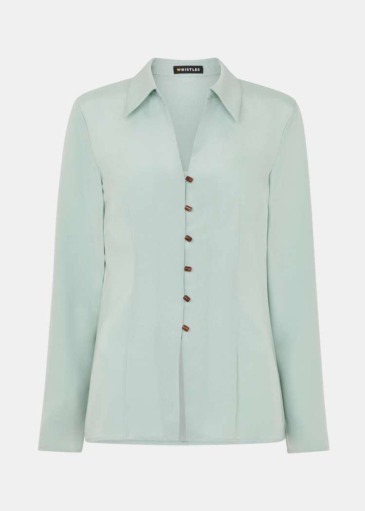 Silk Blend V Neck Shirt