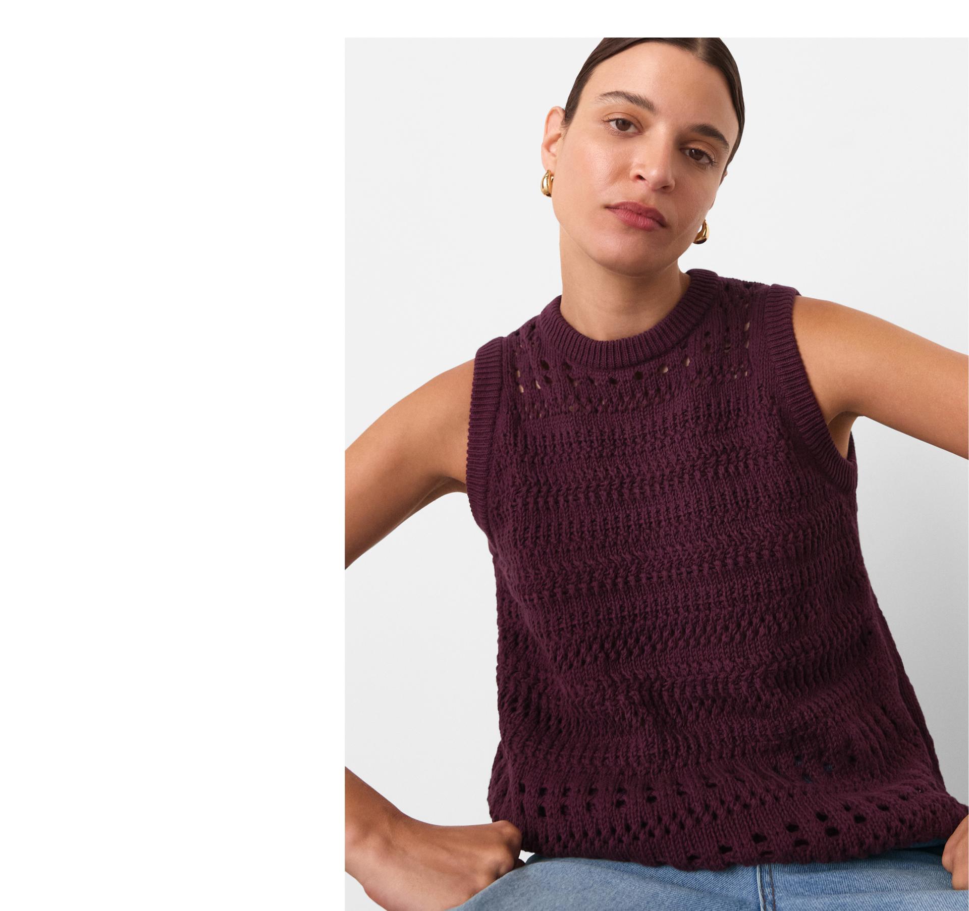Plum Chunky Cotton Pointelle Tank