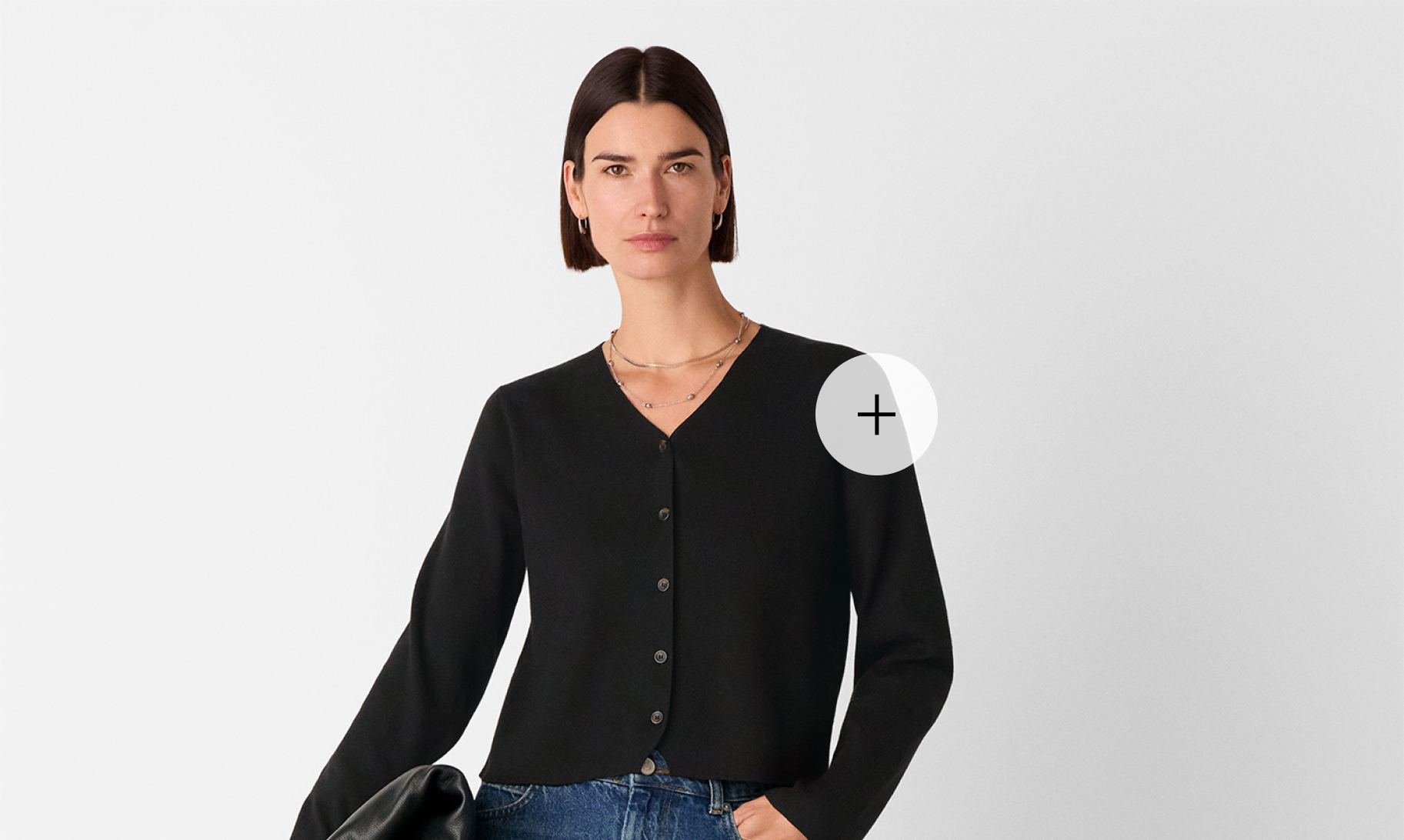 Black V Neck Button Front Cardigan