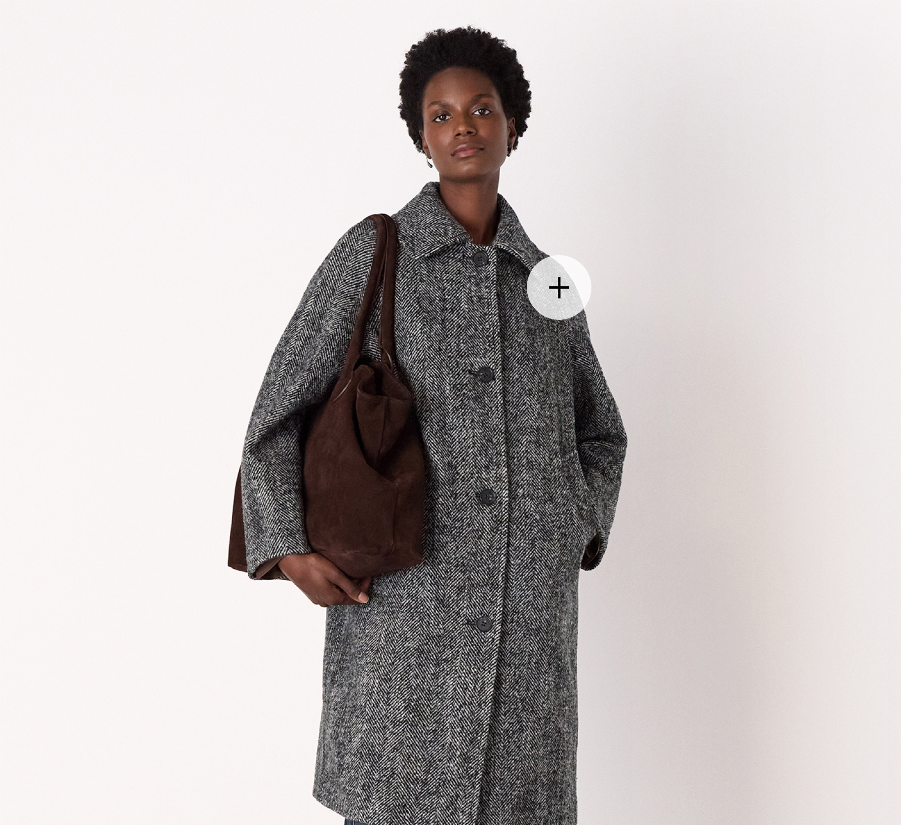 Multicolour Romy Herringbone Boucle Coat