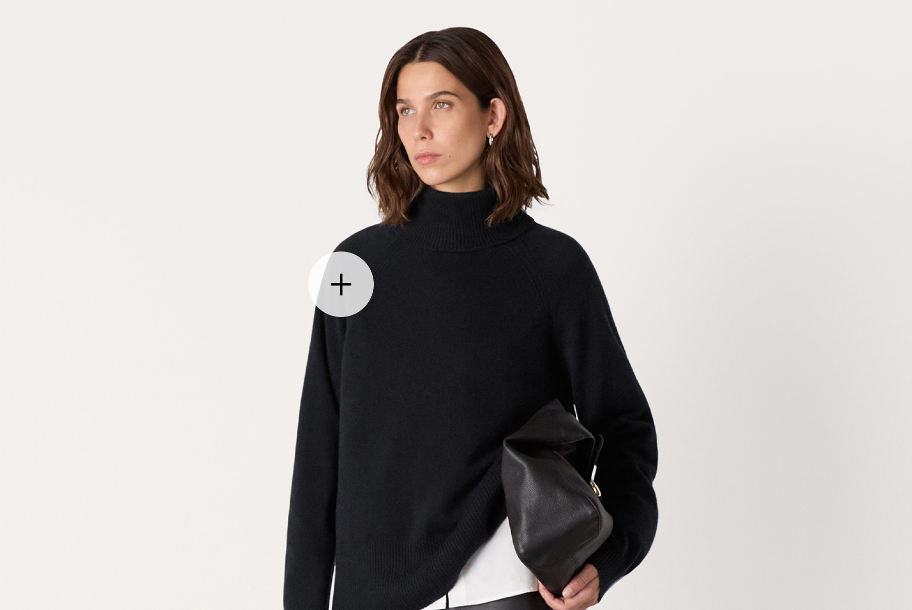 Black Cashmere Roll Neck