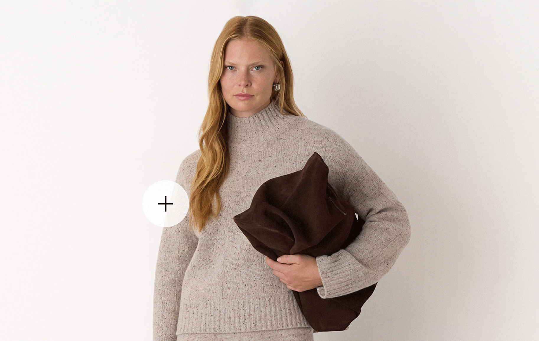 Neutral Wool Textured Check Knit