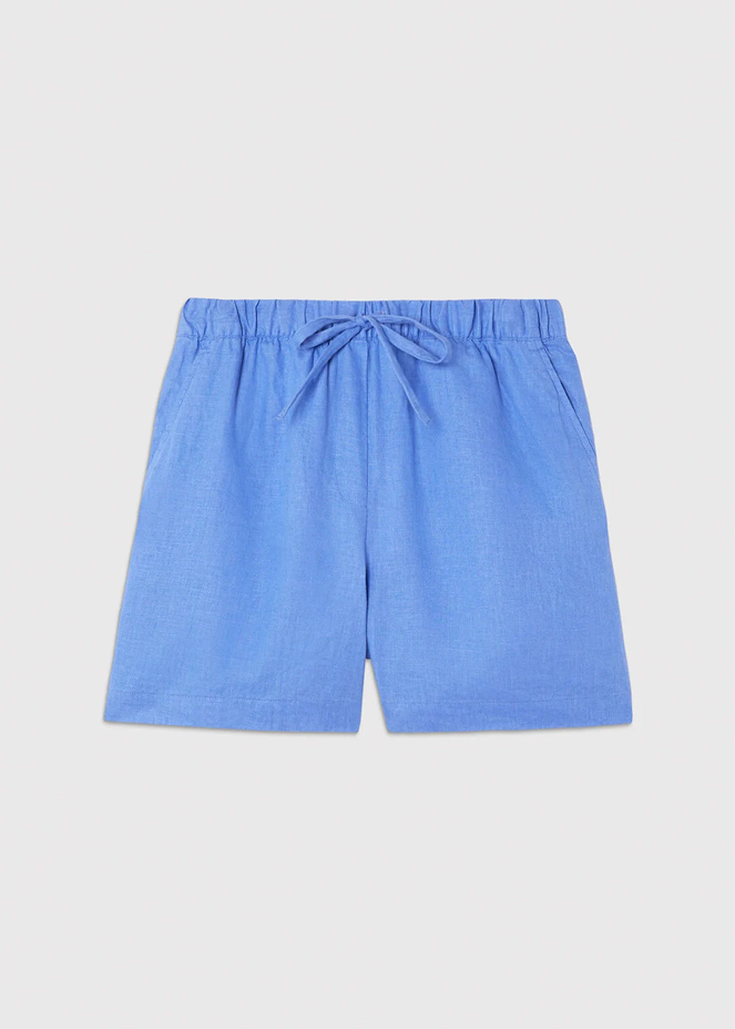 Blue Linen Elasticated Short