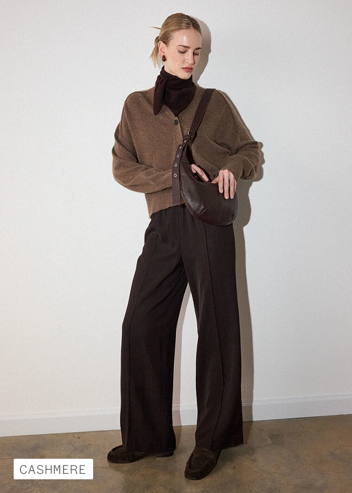 Neutral Cashmere Button Cardigan