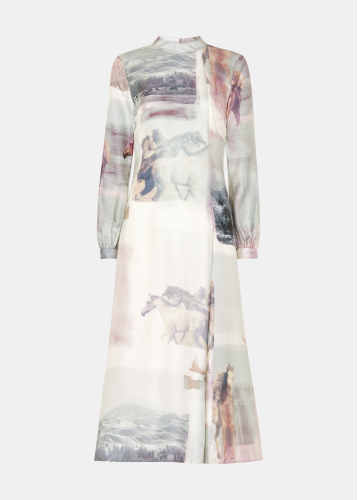 Wild Horse Print Silk Dress
