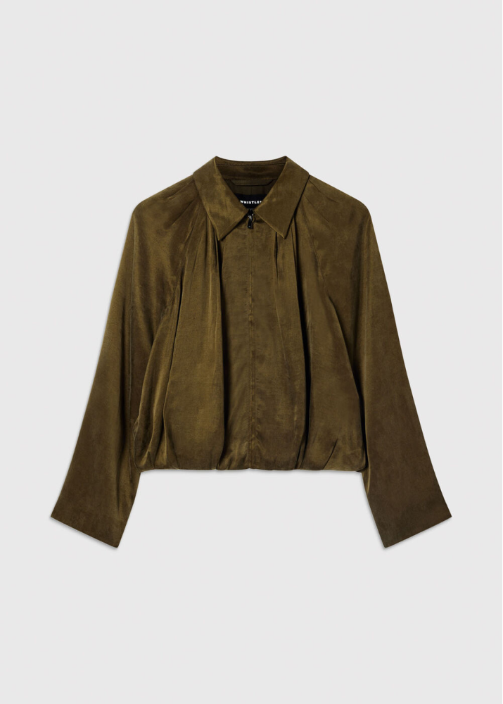 Khaki Drapey Bubble Hem Jacket