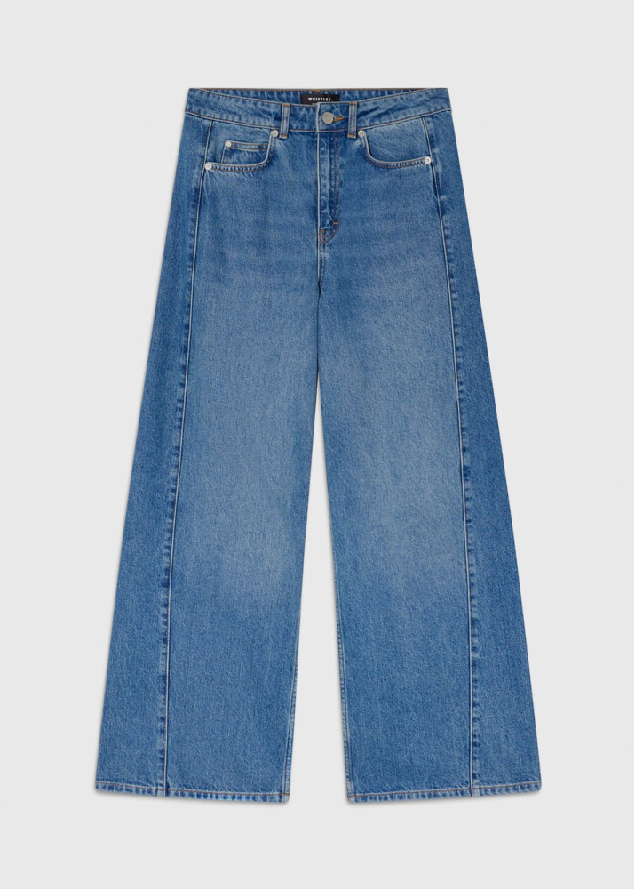 Light Wash Panel Detail Wide Leg Jean